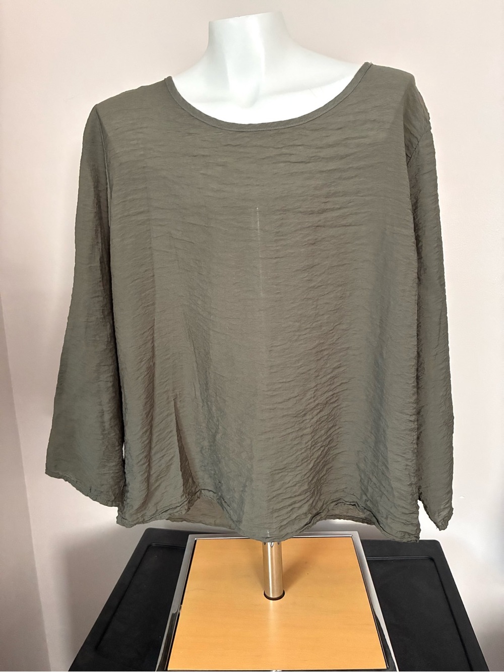 cut loose Olive Textured Long Sleeve Tunic